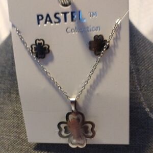 Pastels Silver Stainless Steel Flower Necklace